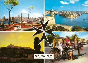 gebrauchtes Buch – The Grand Harbour "Karozzin" - Malta Mehrbildkarte