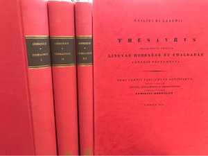 Guilielmi Gesenii Thesaurus philologicus criticus linguae hebraeae et chaldaeae Veteris Testamenti, quem post Gesenii decessum composuit Aemilius Roediger. Editio altera secundum radices digesta priore germanica longe auctior et emendatior