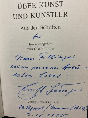 Über Kunst und Künstler : aus den Schriften. Hrsg. von Gisela Linder