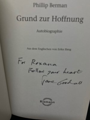 gebrauchtes Buch – Goodall, Jane und Phillip L – Grund zur Hoffnung : Autobiographie. Jane Goodall. Phillip Berman. Aus dem Engl. von Erika Ifang