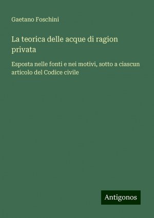 La teorica delle acque di ragion privata | Esposta nelle fonti e nei motivi, sotto a ciascun articolo del Codice civile | Gaetano Foschini | Taschenbuch | Paperback | Italienisch | 2024