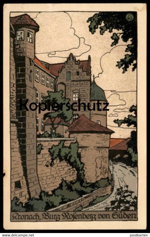 gebrauchtes Buch – ALTE STEINDRUCK POSTKARTE KRONACH BURG ROSENBERG VON SÜDEN KÜNSTLERSTEINZEICHNUNG STEINZEICHNUNG STEINDRUCK postcard cpa