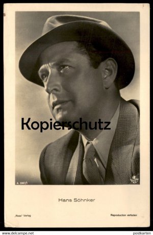 ALTE POSTKARTE HANS SÖHNKER FILM-SCHAUSPIELER ROSS VERLAG TERRA HUT ANZUG actor postcard Ansichtskarte