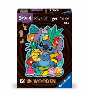 Ravensburger WOODEN Puzzle 12000758 - Disney Stitch - 150 Teile Kontur-Holzpuzzle mit stabilen, individuellen Puzzleteilen und 15 kleinen Holzfiguren = Whimsies, fuer Erwachsene und Kinder ab 10 Jahren