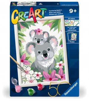 Ravensburger CreArt 20050 - Koala Cuties - Malen nach Zahlen fuer Kinder ab 9 Jahre - Jubilaeum 50 Jahre Ravensburger Blaues Dreieck