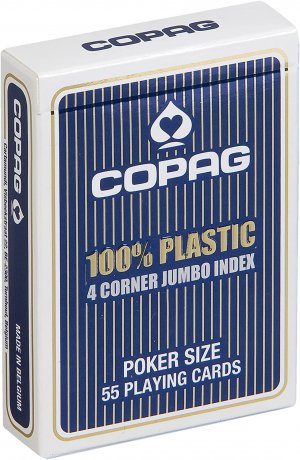 ASS 10000991-001 - COPAG 100% Plastik, 4 Corner Jumbo Index, Poker-Karten, blau