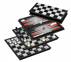 Philos 2506 - Schach-Backgammon-Dame-Set, Kunststoff, Feld 37 mm, magnetisch