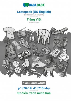 BABADADA black-and-white, Leetspeak (US English) - Ti¿ng Vi¿t, p1c70r14l d1c710n4ry - t¿ di¿n tranh minh h¿a