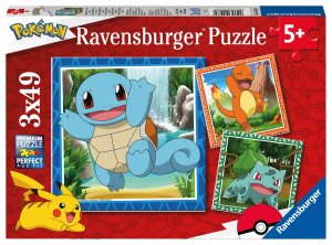 Ravensburger Kinderpuzzle 05586 - Glumanda, Bisasam und Schiggy - 3x49 Teile Pokémon Puzzle fuer Kinder ab 5 Jahren