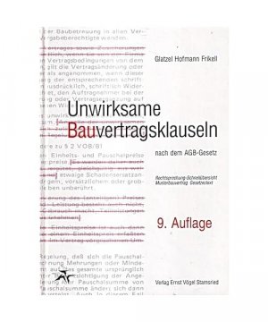 gebrauchtes Buch – Glatzel, Ludwig /Hofmann – Unwirksame Bauvertragsklauseln nach dem AGB-Gesetz