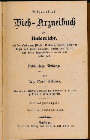 Allgemeines Vieh- Arzneibuch