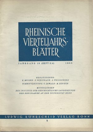 antiquarisches Buch – Meisen, K., F – Rheinische Vierteljahrsblätter. Jahrgang 18, Heft 3/4. Mitteilungen des Instituts für Geschichtliche Landeskunde der Rheinlande an der Iniversität Bonn.