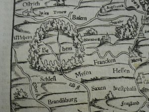antiquarisches Buch – Münster Sebastian – Beschreibung teutscher Nation, Karte, S.Muenster, anno 1567                     --Blattmaß: 31 x 20 cm., Karte: 10 x 13 cm.. Südorientierte Karte.