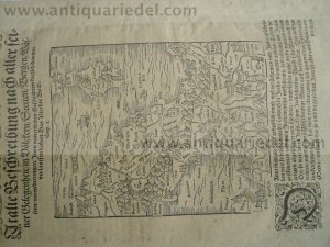 Italy/Corsica, map, anno 1580, Sebastian Münster Woodcut, edited