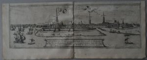 Hamburg, anno 1590, Radierung, Braun/Hogenberg. Sehr seltene Rad