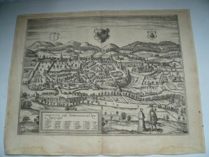 Kempten, anno 1580, Braun Hogenberg, lat. Ausgabe Kempten. "Camp