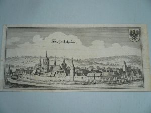 Bruchsal-Heidelsheim, anno 1650, Merian M. Kupferstich, verlegt