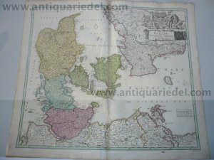 Denmark, Generalmap, Homann J. anno 1720, old colours