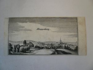 Cloppenburg, anno 1647, Kupferstich, Merian Matthäus, 10x18 cm..