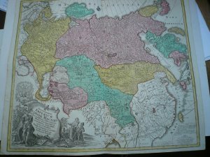 Russiae magnae, map, Lotter, anno 1757, old coloured