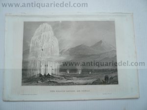 Hekla, anno 1850, steelengraving, 10x15 cm..