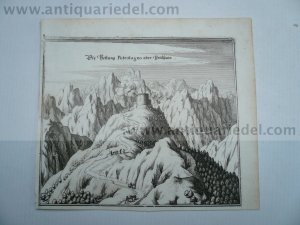 Castello di Botestagno, anno 1679, Merian Matthäus, 15x17 cm..