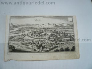 Enns, anno 1676, Merian Matthäus, Kupferstich, 9x17 cm..