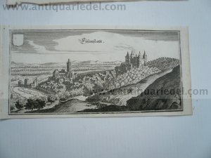 Eisenstadt, anno 1676, Merian Matthäus, Kupferstich, 8x17 cm..