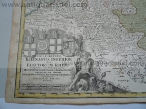 Rhenanus Inferior,map,Homann, anno 1720,old colours