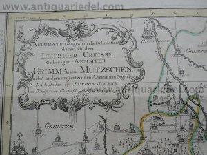 Grimma,Saxony,map,anno 1758, Schenk P.