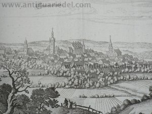 Chomutov, anno 1650, Merian Matthäus, good print