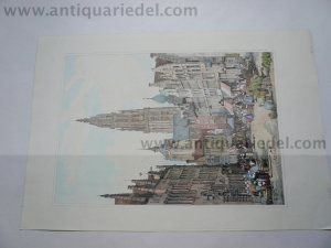 Antwerpen, anno 1830, S. Prout, coloured litograph