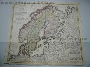 Scandinavia, anno 1776, Homann Heirs, old colours