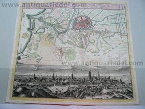 Gdansk,Poland,Plan+Panorama, Homann Heirs, a.1739,good condition