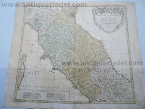 antiquarisches Buch – Homann J.B. – Toskana, anno 1748, Homann Heirs coloured map