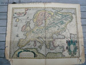 Europe, antique map, Ortelius anno 1603, old colours