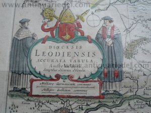 Leodiensis Dioecesis, anno 1636, map Hondius, old colours