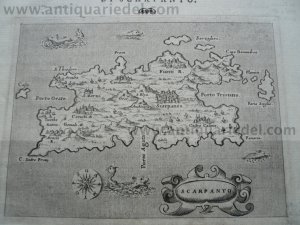 Karpathos, anno 1605, map, Porcacchi T.