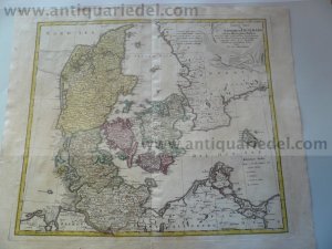 Denmark, anno 1789, map, Homann Heirs/Güssefeld