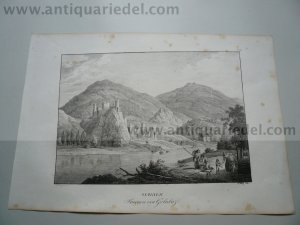 Golubacki Grad, fortress, anno 1825, lithograph, Kunike A.