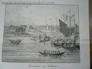 Canton in China, anno 1830, lithograph