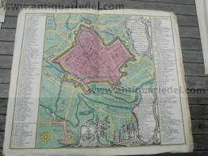 Hildesheim, anno 1660, Grundriß, Lotter, altkoloriert