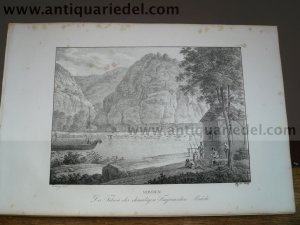 Felsen d. ehmaligen Trajanischen Brücke, anno 1825, Kunike, Lith