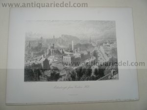 Edinburgh from Calton Hill, anno 1850, steelengraving