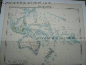 Australia, anno 1871, map big size, Reimer Berlin