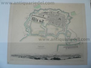 Toulon, plan+panorama, anno 1844, Chapman & Hall