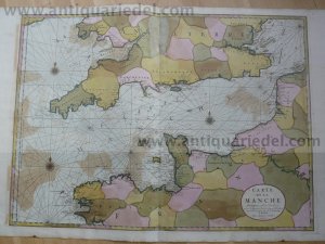 Carte de la Manche, anno 1692, Sanson-Jaillot, old colours