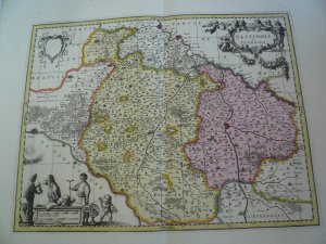 Gastinois et Senonois, anno 1700, map by Schenk/Valk, old colour