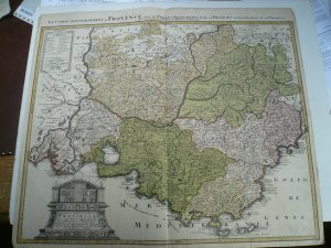 Provence-Südfrankreich, Homann anno 1740, altkol. Landkarte