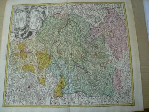 Bavariae, map, Homann, anno 1728, coloured